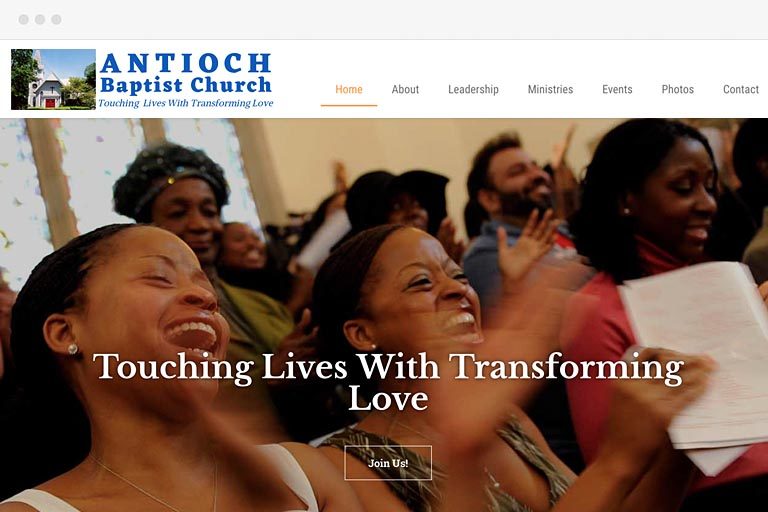 Antioch Baptist Church homepage screenshot