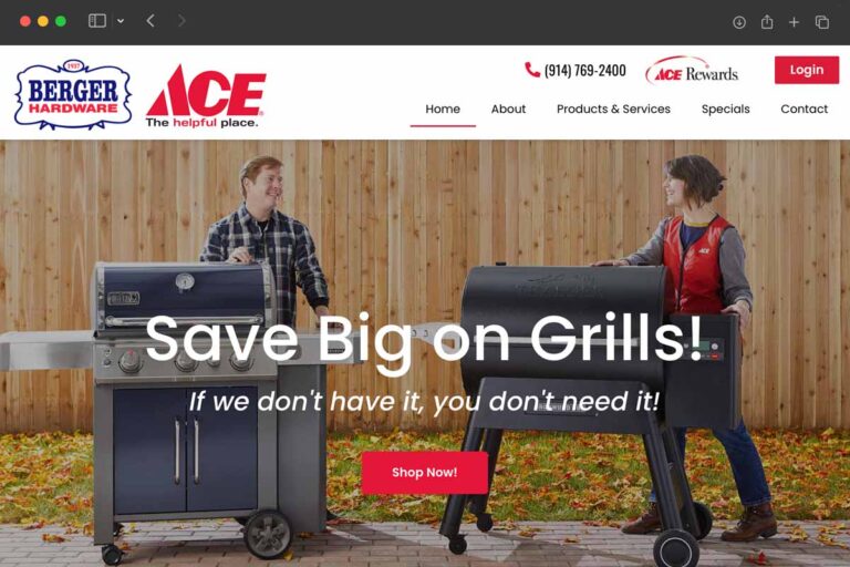 Berger Hardware homepage screenshot