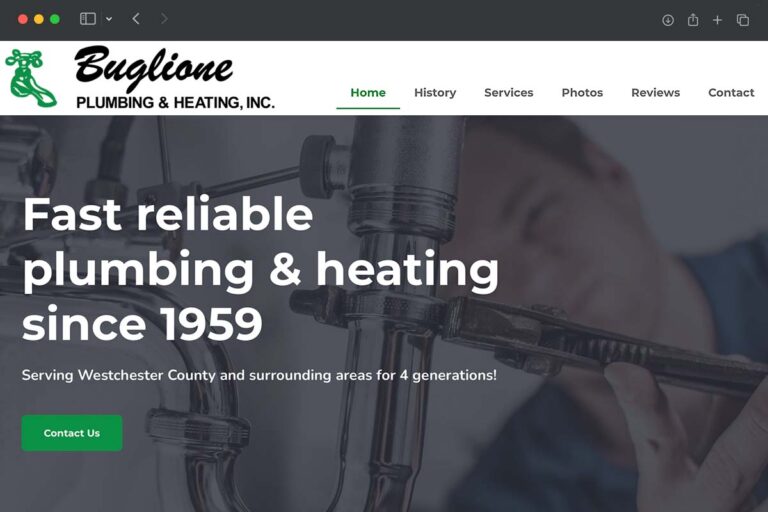Buglione Plumbing homepage screenshot