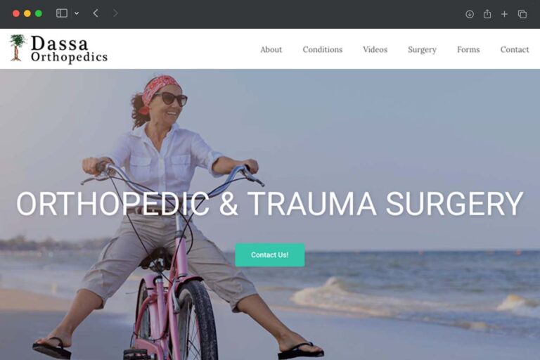 Dassa Orthopedics homepage screenshot