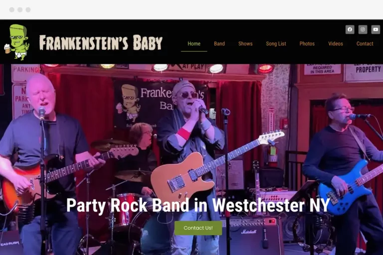 Frankenstein's Baby Band homepage screenshot