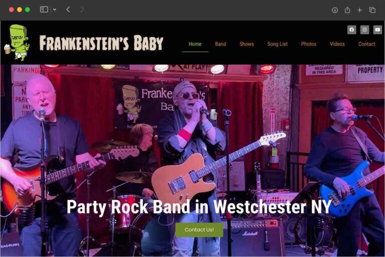 Frankenstein's Baby band homepage screenshot