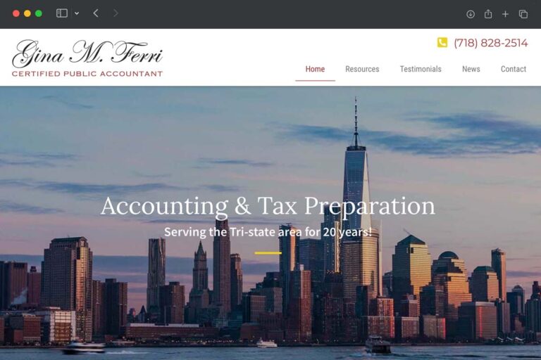Gina Ferri CPA homepage screenshot