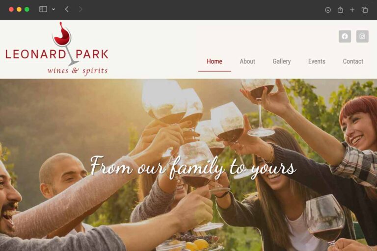 Leonard Park Wines & Spirits homepage screenshot