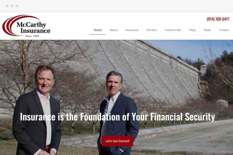 McCarthy Insurance homepage screenshot