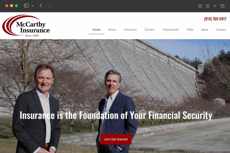 McCarthy Insurance homepage screenshot