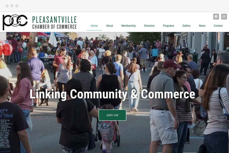 Pleasantville Chamber of Commerce homepage screenshot