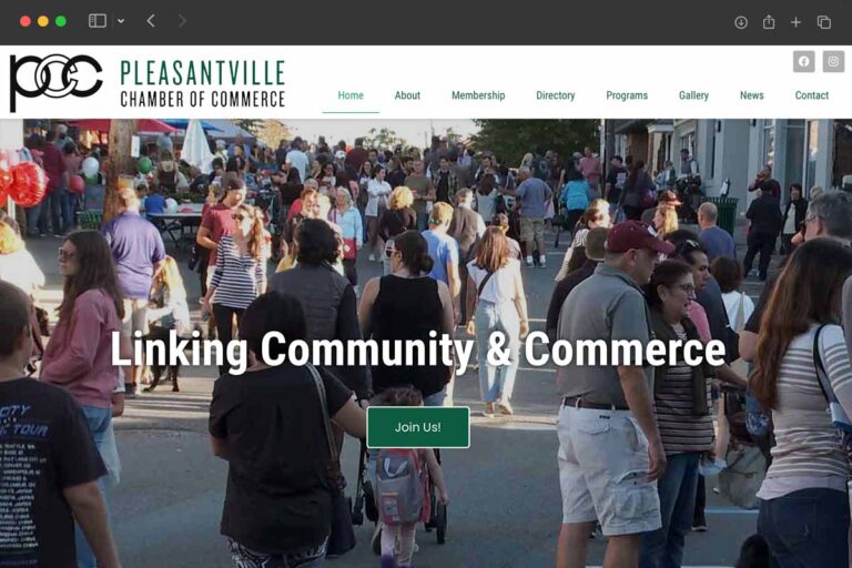 Pleasantville Chamber of Commerce homepage screenshot