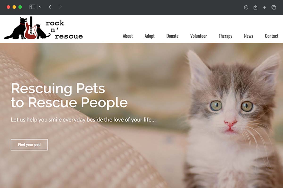 Rock n' Rescue homepage screenshot