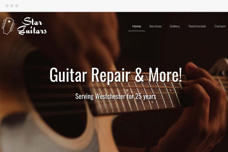 Star Guitars homepage screenshot