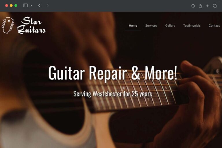 Star Guitars homepage screenshot
