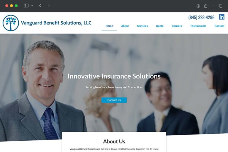 Vanguard Benefit Solutions homepage screenshot