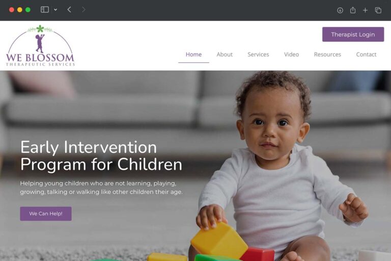 We Blossom Therapy homepage screenshot